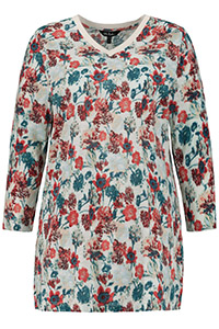 ULLA POPK3N MULTI Blooming Florals V-Neck Classic Fit Cotton Top - Plus Size 20/22 to 24/26