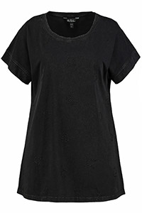 ULLA POPK3N BLACK Embroidered Alphabet Oversized Fit Tee - Plus Size 28/30 to 32/34 (US 24/26 to 28/30)