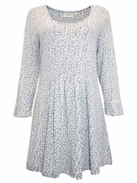 Adini WHITE Printed 3/4 Sleeve Pleated Jersey Tunic - Size 10 to 18 (XS to L1)