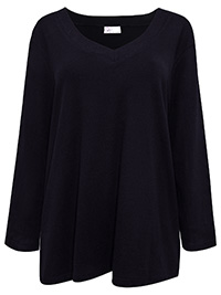 Your Life For Fashion BLACK Pure Cotton V-Neck Top - Plus Size 14/16 to 30/32 (EU 40/42 to 56/58)