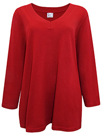 Your Life For Fashion RED Pure Cotton V-Neck Top - Plus Size 14/16 to 30/32 (EU 40/42 to 56/58)