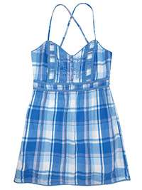 Fat Face BLUE Pure Cotton Checked Cami Top - Size 8 to 18