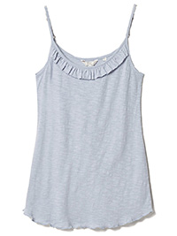 Fat Face CHAMBRAY Frill Trim Cotton Modal Cami Top - Size 6 to 20