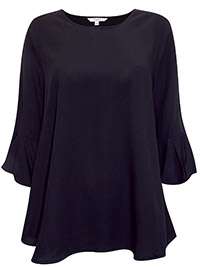 Cellbes BLACK Frill Cuff Jersey Top - Size 8/10 to 16/18 (EU 34/36 to 42/44)