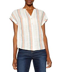 MAINE New England PEACH Pure Cotton Striped Button Through Top - Size 10 to 18