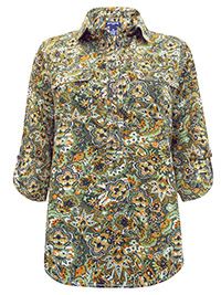 Architect GREEN Printed Roll Sleeve Shirt - Size 10/12 to 16/18 (M to 1X)
