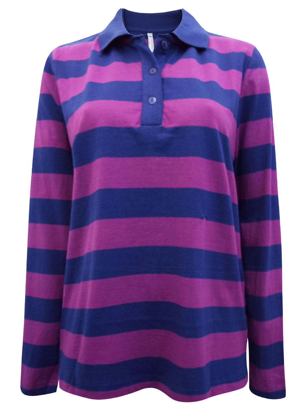 Lands End Womens Petite Long Sleeve Polo Rugby Shirt Stripe 