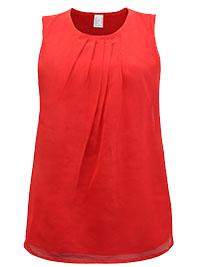 RED Sleeveless Chiffon Overlay Blouse - Plus Size 14 to 28