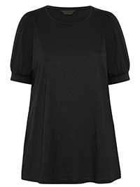 Curve BLACK Puff Sleeve T-Shirt - Plus Size 16 to 38/40