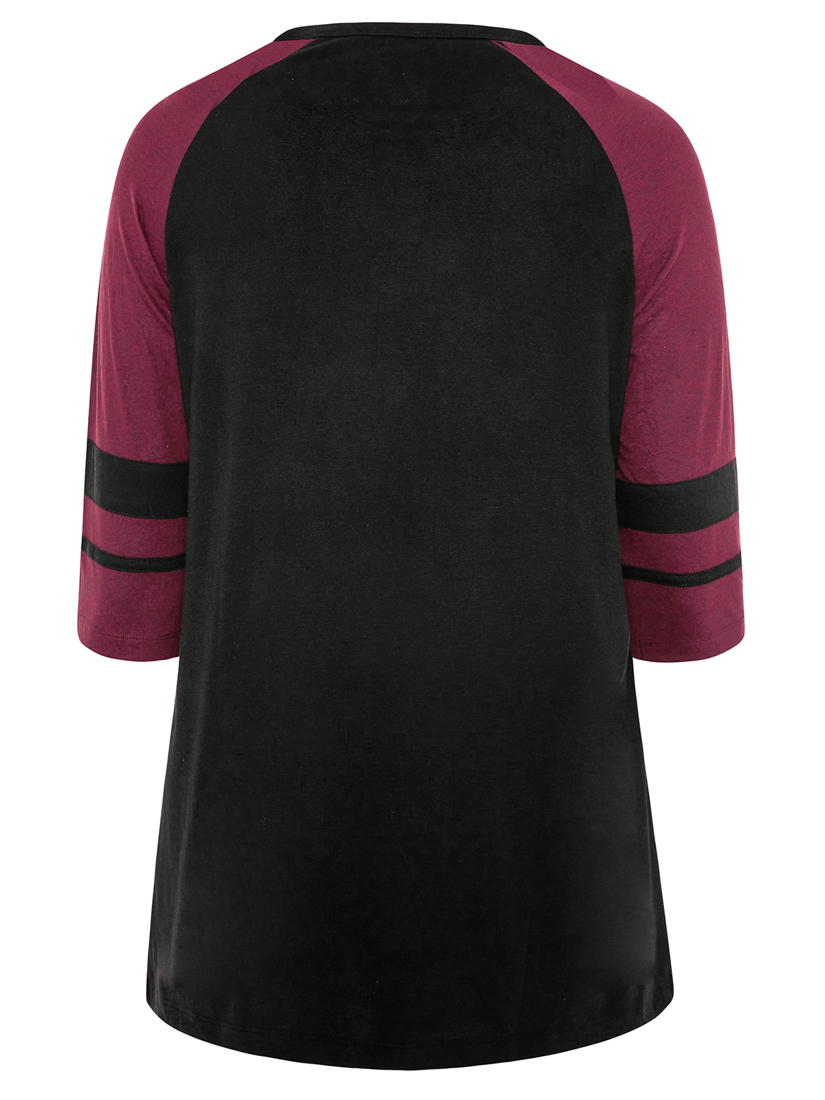 CURVE - - Curve BLACK/PLUM Color Block T-Shirt - Plus Size 16 to 38/40