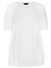 Curve WHITE Puff Sleeve T-Shirt - Plus Size 16 to 38/40