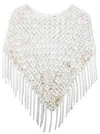 IVORY Sequin Embellished Tassel Trim Cover Up - Free Size (8 to 16)