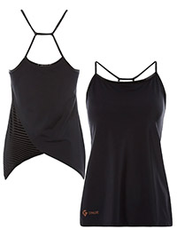 Gym Luxe BLACK Crossover Back LUXE Sports Vest - Size 6/8 to 8/10 (XS to S)