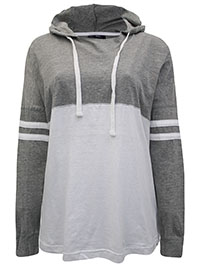 Basix Lightweight GREY Pure Cotton Color Block Hoodie - Size 8/10 to 20/22 (S to XL)