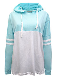 Basix Lightweight AQUA Pure Cotton Color Block Hoodie - Size 8/10 to 20/22 (S to XL)