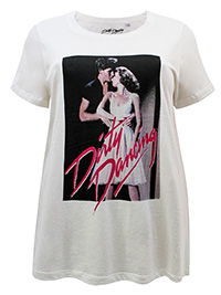 Kiabi IVORY Pure Cotton 'Dirty Dancing' Logo T-Shirt - Plus Size 20/22 to 32/34 (EU 46/48 to 58/60)