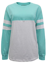 Exist AQUA Pure Cotton Sports Stripe Color Block Sweatshirt - Size 10/12 to 18 (S to XL)