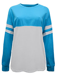 Exist BLUE Pure Cotton Sports Stripe Color Block Sweatshirt - Size 10/12 to 16 (S to L)