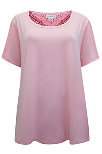 Sag Harbor PINK Short Sleeve Loungewear Top - Plus Size 14/16 to 22/24 (1X to 3X)