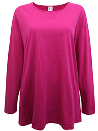 CERISE Pure Cotton Long Sleeve Top - Plus Size 18 to 30