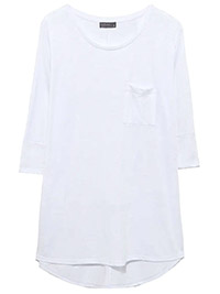 Curve WHITE Pocket Dipped Hem T-Shirt - Plus Size 18 to 28