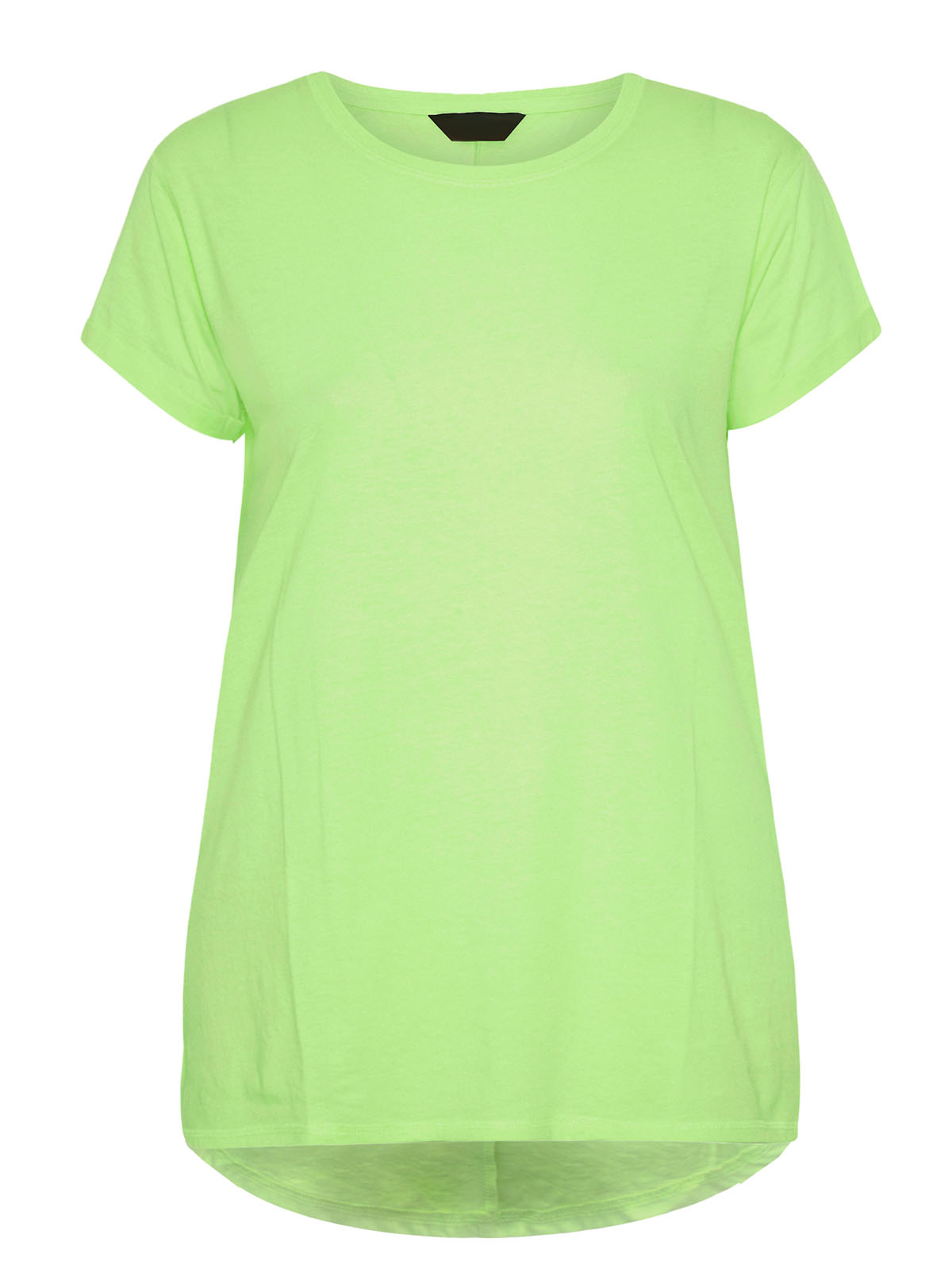 CURVE - - Curve NEON-GREEN Topstitch Short Sleeve Dipped Hem T-Shirt ...