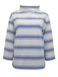 Crew Clothing LIGHT-BLUE Pure Cotton Hepburn Striped Top - Size 8 to 18