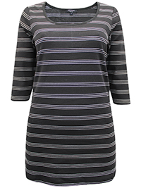 JD Williams BLACK 3/4 Sleeve Striped Top - Size 10 to 32