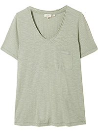 FF SOFT-SAGE  Maggie V-Neck Organic Cotton T-Shirt - Size 10 to 16
