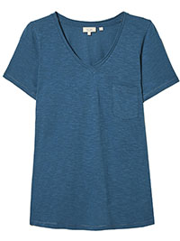 FF TEAL-BLUE Maggie V-Neck Organic Cotton T-Shirt - Size 8 to 14