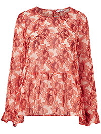Ellos ORANGE Donna Printed Chiffon Blouse - Plus Size 18 to 34 (EU 44 to 60)