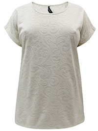 Yours Curvy IVORY Short Sleeve Burnout Top - Plus Size 16 to 30/32