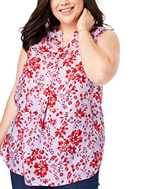 Woman Within PINK Tab-Front Shirt - Plus Size 28/30 to 40/42 (US 2X to 5X)