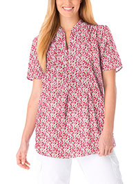 RED Classic Red Blooming Ditsy Pintucked Half-Button Tunic - Plus Size 16/18 to 20/22 (US M to L)