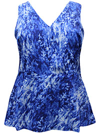 Jessica London BLUE Mock Wrap Peplum Top - Plus Size 18 to 28 (US 16W to 26W)