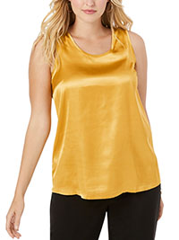 Jessica London GOLD Sleeveless Satin Shell Tank Top - Plus Size 16 to 30 (US 14W to 28W)