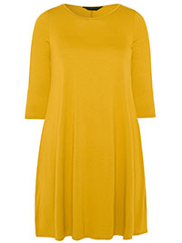 Curve YELLOW 3/4 Sleeve Swing Dress - Plus Size 16 to 34/36