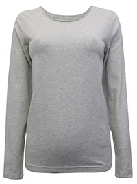 Crew Clothing GREY-MARL Pure Cotton Long Sleeve Top - Size 8 to 16