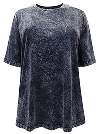 ULLA POPK3N BLACK Pure Cotton Embroidered Skull Acid Wash T-Shirt - Plus Size 20/22 to 36/38