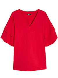 SimplyBe RED Oversized Frill Sleeve Top - Plus Size 14 to 28