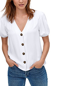 Ellos WHITE Contrast Button-Front Blouse - Plus Size 12 to 30 (US 10W to 28W)