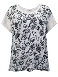 Basicxx Woman GREY Sketch Floral Jersey Top - Size 10 to 18