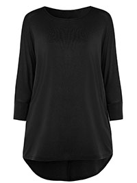 Curve BLACK Oversized Extreme Dipped Hem Jersey Tunic - Plus Size 20/22