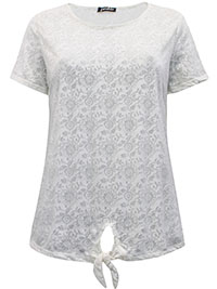 Profile IVORY Burnout Tie Front Top - Size 10 to 18