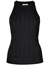 Ellos BLACK Jill Fine Cable Knit Vest Top - Plus Size 12/14 to 24/26 (EU 38/40 to 50/52)