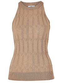 Ellos BROWN Jill Fine Cable Knit Vest Top - Plus Size 12/14 to 24/26 (EU 38/40 to 50/52)