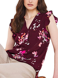 PLUM Frill Sleeve Printed Blouse - Plus Size 16 to 22