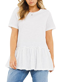 WHITE Pure Cotton Tiered Jersey Swing Tunic - Plus Size 16 to 24