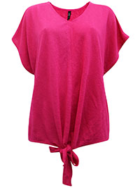 XLNT PINK Pure Cotton Tie Front Top - Plus Size 20/22 to 28/30 (XL to 3XL)