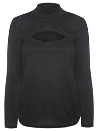 Curve BLACK Ribbed Cut Out Long Sleeve Top - Plus Size 28